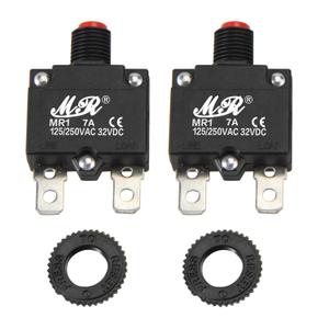 7 Amps Thermal Circuit Breakers 125/250V AC 32V DC Push Button Manual Reset Overload Protector Switch 7A 2 Pack