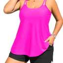 Tempt Me Plus Size Tankini Swimsuits - Women Two Piece Tankini Top with Shorts Flowy Swimsuit 2025 Bathing Suits (Hot Pink)
