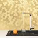 BeNice Peel and Stick Backsplash Hexagon for Kitchen 3D Adhesive Metal Wall Tile Stickers 10pcs Gold (10pieces)