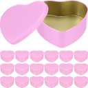 Blulu 18 Pcs Heart Shaped Metal Tins with Lids 4.72" x 4.33" Candy Boxes Biscuits Jar Candle Tins Box Metal Containers for Candy Chocolate Gifts (Pink)