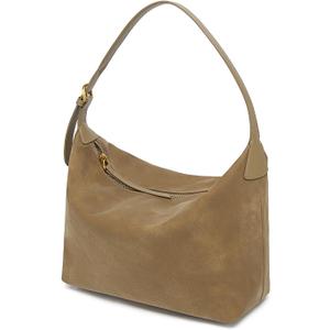 Medium Suede Hobo Bags for Women 10.6 Inch, Matte Faux Leather Shoulder Bag with Adjustable Strap, Slouchy Crossbody Purse