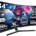 Sealan 34 inch Curved Ultrawide Gaming Monitor 165Hz,3440x1440 21:9 UWQHD, 1ms(MPRT),1500R, PIP/PBP,HDR400, 99% sRGB,300nits, FreeSync, HDMI2.0(TMDS) x2,DP1.4 x2, Eye Care, VESA(75 * 75mm)