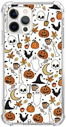Autumn Phone Case Fall Leaves Cover Compatible with iPhone 16 Pro Max, Cute Funny Halloween Ghost Moon Pumpkin Pattern Case for Girl Men and Women, Trendy TPU Bumper Phone Case