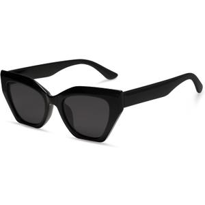 SOJOS Square Cat Eye Polarized Sunglasses for Women Retro Classic Vintage Trendy Cateye Shades Sunnies Gafas de sole SJ2235 (Black)