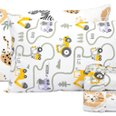 Salt Earth 100% Cotton 210TC Kids Bedsheet, Twin Sheet Set, Toddler Bed, 4-Piece Set – 2 Fitted Sheets & 2 Pillowcases, Themed Toddler Bed Sheets, Cute Kids Bedding (Jungle Safari/Tractor)