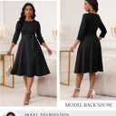 RUMIA Women's Cocktail Dresses 3/4 Sleeve Formal Vintage Wedding Guest Dress (Black, M)