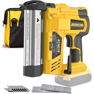 Cordless Brad Nailer Compatible with Dewalt 20V Battery, 2 in 1 Electric Nail Gun Staple Gun with 1000 Nails/Staples, Battery Power Nail Gun for Trim Wood Crafting Home (NO Battery)