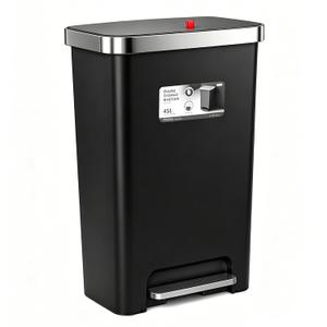Trash Can with lid, 12 Gallon Slim Tall Garbage Can,Black