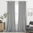 102 inch 100% Blackout Curtains, Laundry Room Decor Window Treatment Rod Pocket Curtains for Patio Sliding Door, Extra Long Thermal Insulated Curtains for Villa (Grey, Set of 2, 52x102 inch)