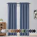 OVZME Denim Blue Blackout Curtains for Bedroom 84 Inch Length 2 Panels, Soft Fabric Room Darkening Curtains for Living Room, Dual Rod Pocket Design Modern Window Treatment Drapes, 2x40Wx84L Inches