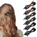 CURASA Bow Hair Clips 6PCS Vintage Twist Design, Leather Bow Strong Hold Non Slip Hair Clips for Women Girls Thick Hair