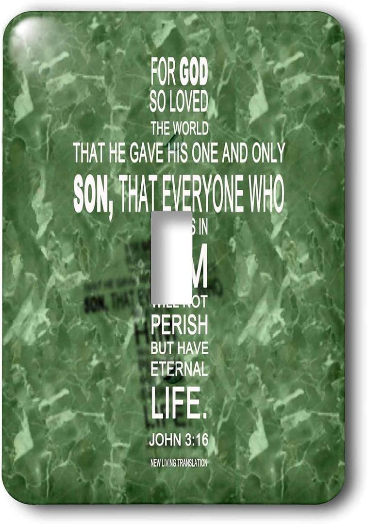 3dRose lsp_29089_1 John 3 16 Bible Verse in The Form of a Cross Reflected on Green Granite Print Toggle Switch, Multi-Color