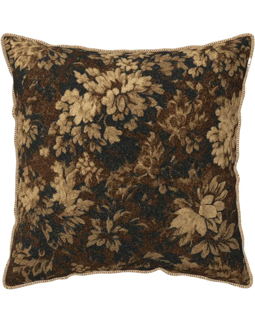 Txymbiocia Vintage Dark Brown Flowers Velvet Pillow Covers 18x18 Inch Boho Retro Abstract Floral Throw Pillows for Couch Cushion Covers Pillowcase Bohemian Farmhouse Pillow Cases for Sofa Bed Bedroom