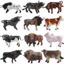 Mini Tudou 10 Pcs Farm Toy Set，Multicolor Cow Animal Figurines Cool Cake Topper & Exhibits for Ages 3 4 5 Boys&Girls