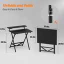 WOHOMO Folding Computer Desk with Adjustable Height, 23.6" x 31.5" x 25.6" Foldable Table with Monitor Stand, Small Office Desk for Bedroom, Space Saving Desk for Home Office, Easy Assemble, Black, 23.62"31.5"