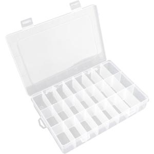 OALCQ 24 Grids Plastic Organizer Box With Dividers Clear Craft Storage Bead Organizer Box Earring Travel Pill Jewelry Organizers Storage Boxes Screw Seed Small Parts Hair Tie