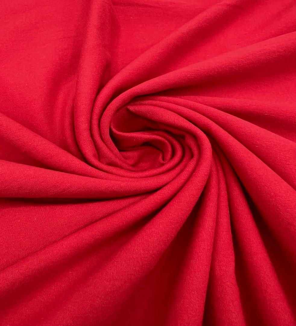 EOVEA - Cotton Spandex Fabric by The Yard - 4 Way Stretch Jersey Knit - Spandex & Cotton T-Shirt Fabric - Lightweight, Breathable - 60" Wide Roll| 10 oz(Red, 1 Yard)