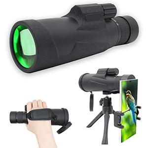 High Power Zoom Monocular Scope 10-30 * 50 with Smartphone Adapter Tripod Hand Strap, Compact Telescope for Hunting Bird Watching Travel Hiking with BAK4 High Definition Prism
