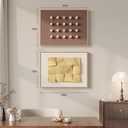 Framed 3D Natural Wood Wall Art Set of 2, Modern Minimalist Wooden Blocks Textured Geometric Artwork for Walls, Contemporary Neutral Beige Brown Paintings for Living Room Bedroom Dining Room Hallway Office Wall Decor, 24x18 Inch