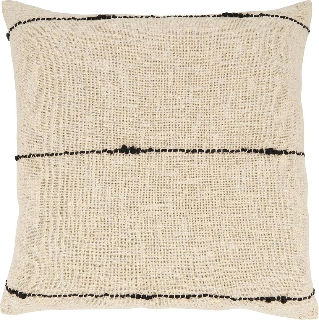 SARO LIFESTYLE Chic Stripe Woven Throw Pillow Cover, Natural, 20"