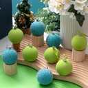 24 Pcs 2.36"/ 60mm Blue and Green Christmas Tree Ball Ornaments Cartoon Velvet Xmas Tree Hanging Decoration Cute Flocked Gifts for Christmas Movie/Studio Theme Birthday Holiday Party Decor