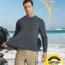 2 x Men's Sun Protection Long Sleeve Swim Shirts Quick Dry Rash Guard Lightweight UPF 50+ Fishing Hiking Beach UV Shirt (Gray, XXXL)
