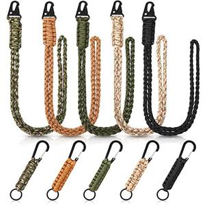 Zhengmy 8 Pcs Paracord Lanyards Heavy Duty Neck Lanyards for ID Badges Braided Keychains Necklace Keychain Paracord Wrist Strap Keys Hook Whistles Camera Wallet Outdoor Activities