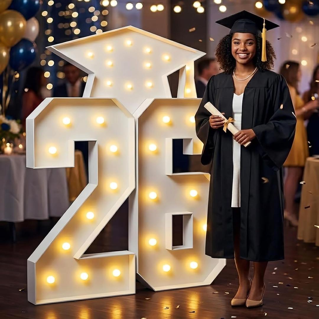2026 Graduation Decorations - 4FT Marquee Light Up Number For 2026 Graduation Party Decorations Suitable For Decoration At Kindergarten, Preschool, High School, And College Graduation Parties