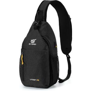 SKYSPER Sling Bag Crossbody Backpack - Chest Shoulder Cross Body Bag Travel Hiking Casual Daypack for Women Men(Jet Black) (Large)