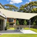 Cool Area Sun Shade Sail 13x20FT Rectangle Shade Canopy Outdoor Sunshade for Patio Backyard Garden, Butter Cream