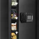 5.1 Cub Large Safes for Home Use Fire and Water Proof, Anti-theft Home Security Safe With Digital Keypad & 3 Removable Shelves and Led Light, Fireproof Safe Box for Documents Money Firearm Valuables