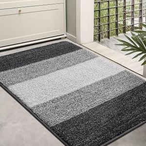 Rug Black Grey and White Doormat Concise Style Low-Profile Entrance Door Mat in Any ocasion 18x30 inch Suit for Indoor or no Wind Blowing ares Welcome mat,Front or doordecor (1'6" x 2'6" (Rectangular), Picure7)