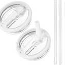 2 Pack 40 oz Tumbler Flip Straw Lid Replacement fit for HydroJug, Spill Proof Splash Resistant Tumbler Lids,Reusable Leak Proof Tumbler Cover for Cup Accessories (Pure White)