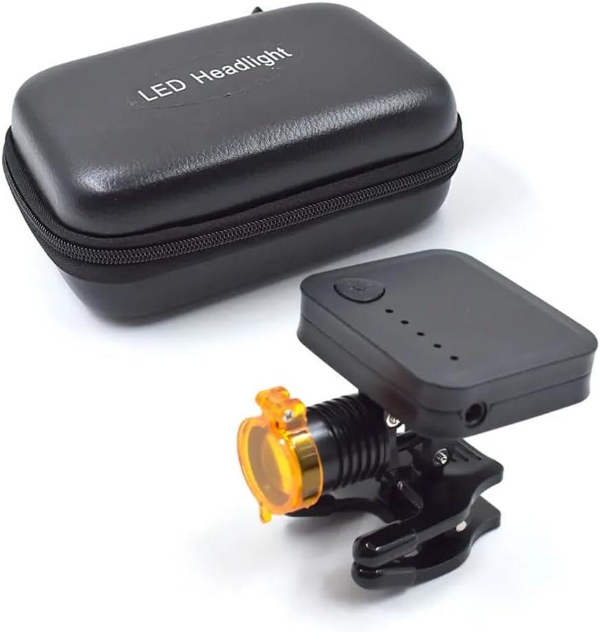 Powerful LED Headlight Headlamp for Dental Loupes Wireless Medical Spotlight with Optical Filter Clip-on Design, Black