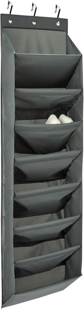 Amazon Basics Over the Door Shoe Organizer with 8 Tiers, Large, Charcoal