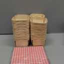 Thyle 60 Pcs/30 Sets One Pint Wood Berry Basket with Wax Paper Sheets 4 Inch Square Vented Wood Boxes Small Basket Container with Deli Paper for Gifts Fruit Picking Berry Camping (Plaid, Red)