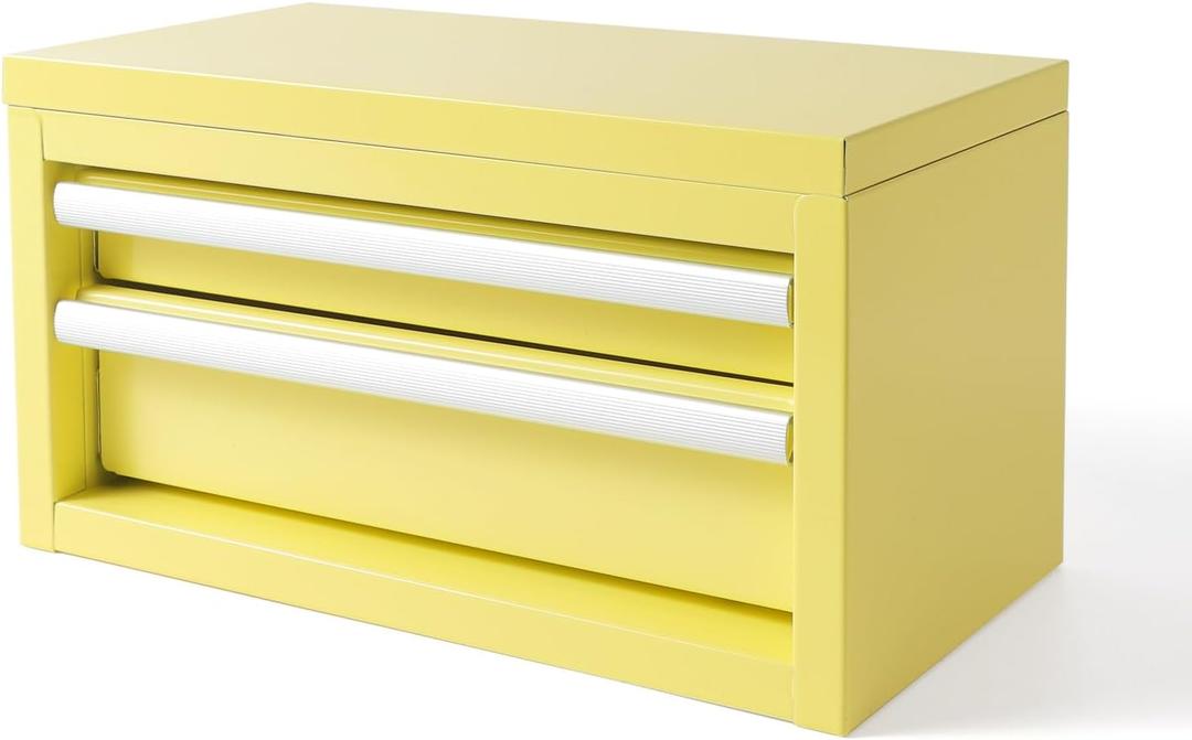 Mini Steel Tool Box with Drawers - Small Tool Chest for Small Item Storage Organizer - Portable Metal Toolbox Organizer with Tool Drawer (mini yellow)