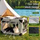 Portable Collapsible Dog Crate for Large Dogs, 4 Mesh Doors & 2 Storage Bags, Indoor Outdoor Travel Dog Kennel, Grey, 36" x 25" x 25"