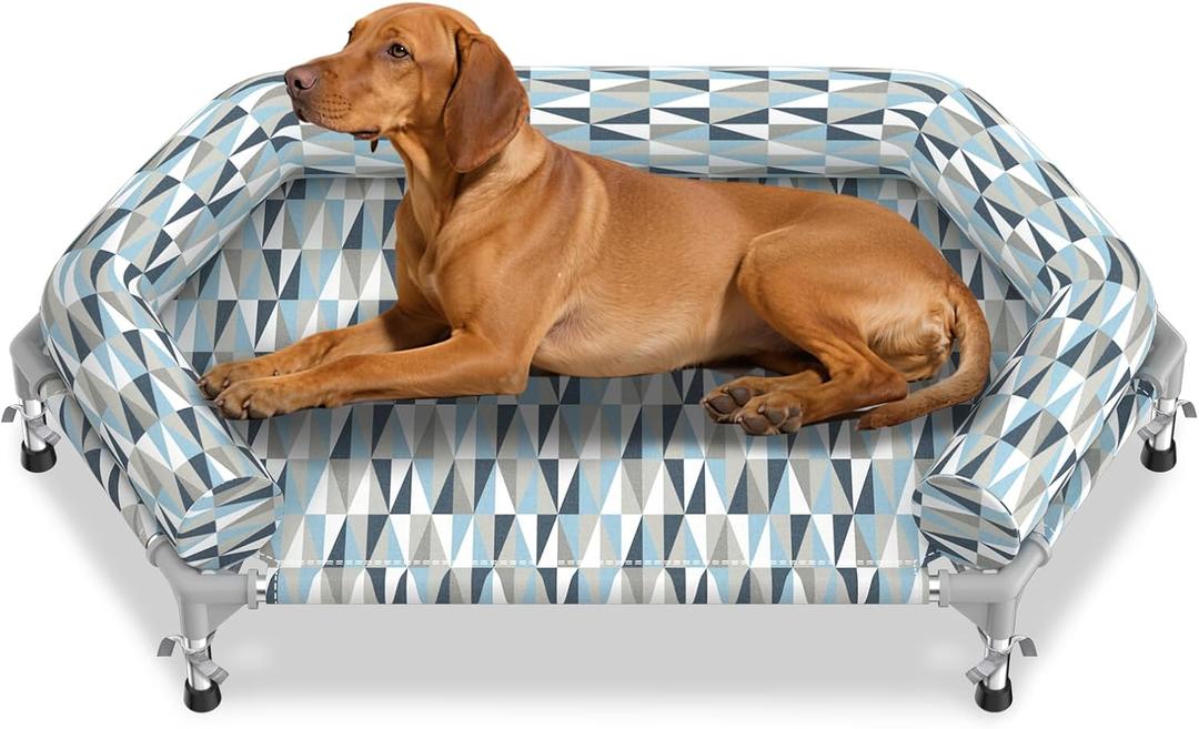 Orthopedic Dog Bed - Beds Bolster,Cooling Elevated Dog Beds with Metal Frame,Raised Dogs Bed,Easy to Assemble,Up to 80 lbs,Medium