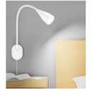 Wall-Mounted LED Bedside Reading Light with USB Charging Port, 10-Level Dimmable & Adjustable 5 Color, Plug-in Adhesive Night Lamp for Books in Bed, Eye-Caring Bedroom Lighting (White)