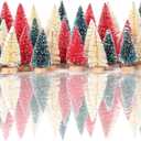 30 Pcs Bottle Brush Trees Christmas Decorations Indoor, Red Blue Yellow Miniature Christmas Tree, Mini Christmas Tree with 4Sizes for Christmas Decor