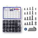 1230Pcs M2 M3 M4 M5 Silver Hex Socket Button Head Screws Nuts Washers Assortment Sets,10.9 Class Alloy Steel Screws Bolts Kit with 4 Allen Wrenches