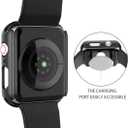 Misxi 2 Pack Hard PC Case with Tempered Glass Screen Protector Compatible with Apple Watch SE 3 (2025) SE 2 SE Series 6 Series 5 Series 4 44mm, Black