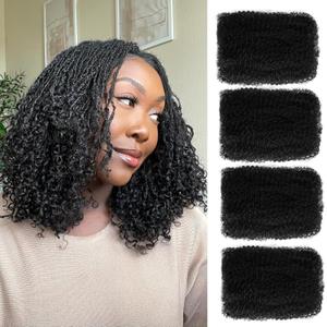 Afro Kinkys Bulk Human Hair 16 Inch 4 Bundles Black Afro Kinky-Curly Human Hair Bulk for Twist, Dreadlock Extensions Micro Loc Repair Twist Braids 4C Curly for Mini Twist