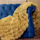 Ultra Soft Cozy Faux Fur Throw Blanket, Fuzzy Plush Thick Bubble Blanket, Oversize Luxury Fluffy Blanket for Couch, Sofa, Bedroom, and Living Room,50x60 Inches, Dark Yellow