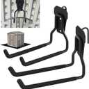 Pack of 2 Shed Accessories Multi Purpose Shed Hooks Metal Power Tool Holder for Large or Small Tools or Shovels, Black (Straight)