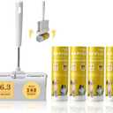 Large Surface Lint Roller Extra Sticky with Dust-Proof Cover 6.3'' Wider 240 Sheets/4 Refills, Pet Dog & Cat Hair Remover for Furniture Clothes Carpet Floor Car, A Great Sticky Tape Roller