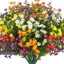 Outdoor Artificial Flowers UV Resistant & Fade Proof, 12 Pack Realistic Fake Flowers for Garden, Patio, Lawn Decor - Weatherproof Plastic Plants(Mix)