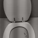 MAYFAIR 1844BNA 000 Toilet Seat with Brushed Nickel Hinges will Never Come Loose, ELONGATE, White - Brushed Nickel