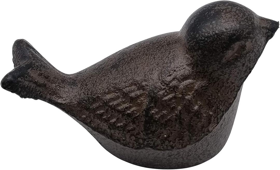 Comfy Hour 3.5" Heavy Duty Cast Iron Bird Figurine, Decorative Vintage Brown Sparrow Statue for Farmhouse Home Decor, Shelf, Mantel & Tiered Tray, Bird Lovers Gift, 1 pc